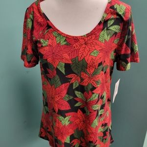 Lularoe Poinsettia Classic T (S) NWT